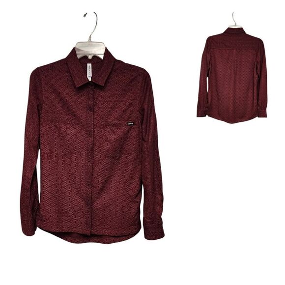 RVCA Mens Striped Button-Down Burgundy Regular Fit Size Small - Picture 1 of 8
